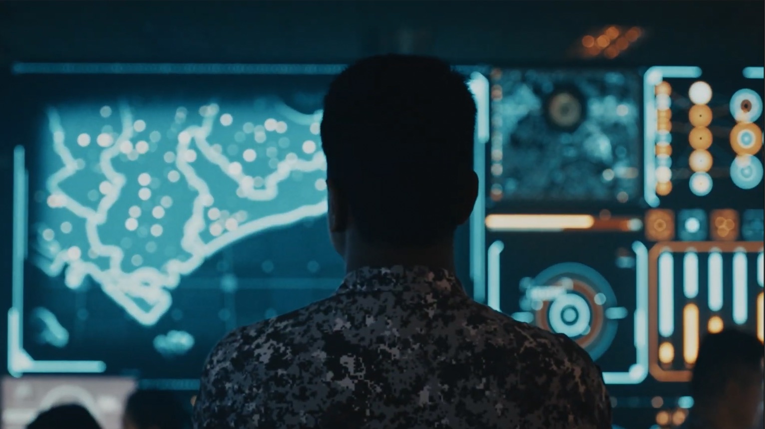 Facing computer screens to begin commanding